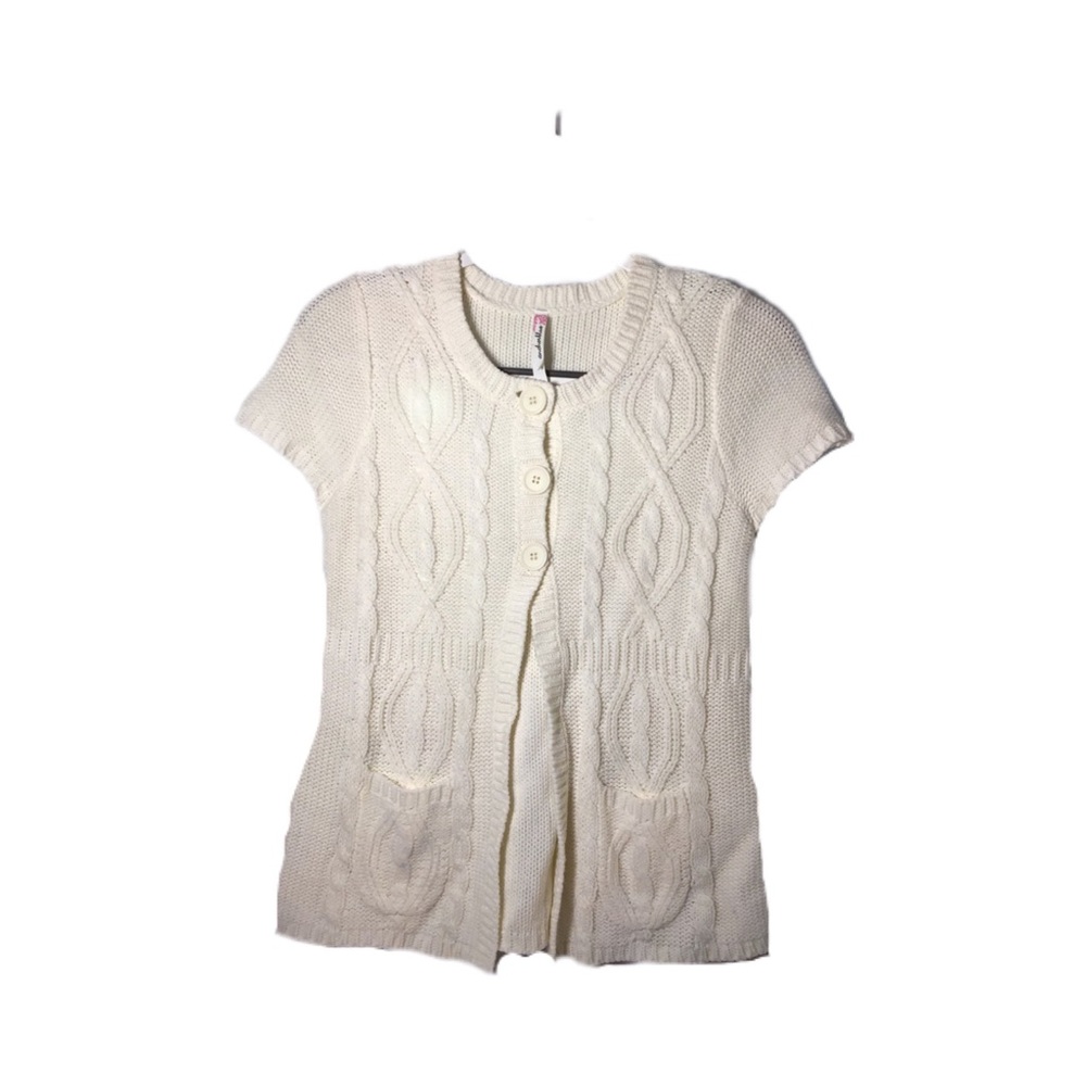 Y2K Cream Knit Cardigan,Size Small,3 Button up,cottagecore